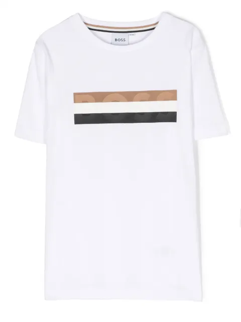 BOSS Kidswear logo stripe-print T-shirt