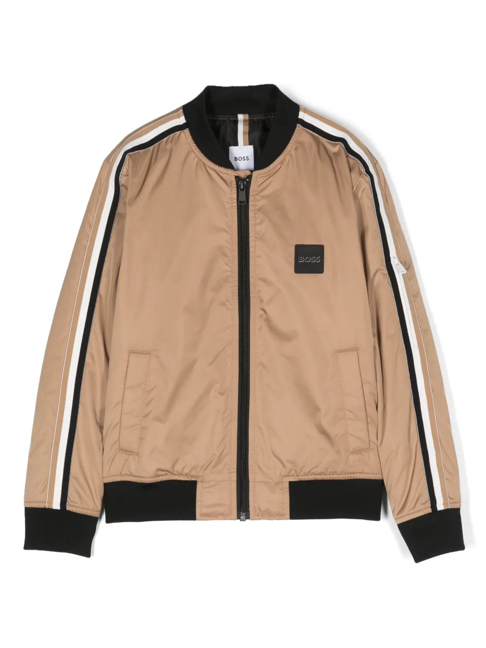 boss kidswear veste bomber à patch logo - marron