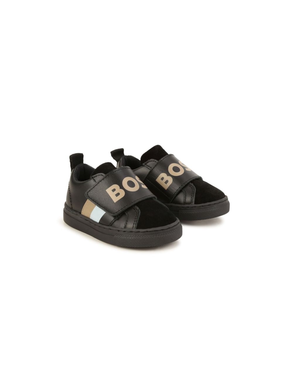 BOSS Kidswear logo-print striped sneakers Black
