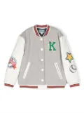 Kenzo Kids logo-embroidery varsity bomber jacket - Grey