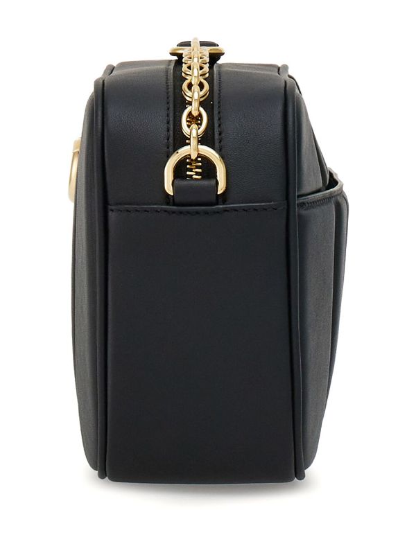 Ferragamo Black Smooth Calfskin Gancini Chain Shoulder Bag