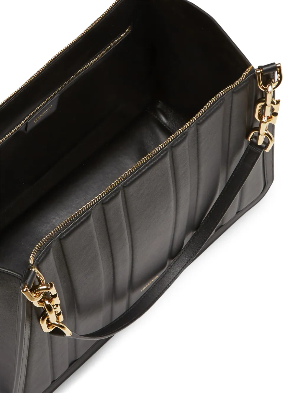 Ferragamo Panelled-design Leather Tote Bag In Black