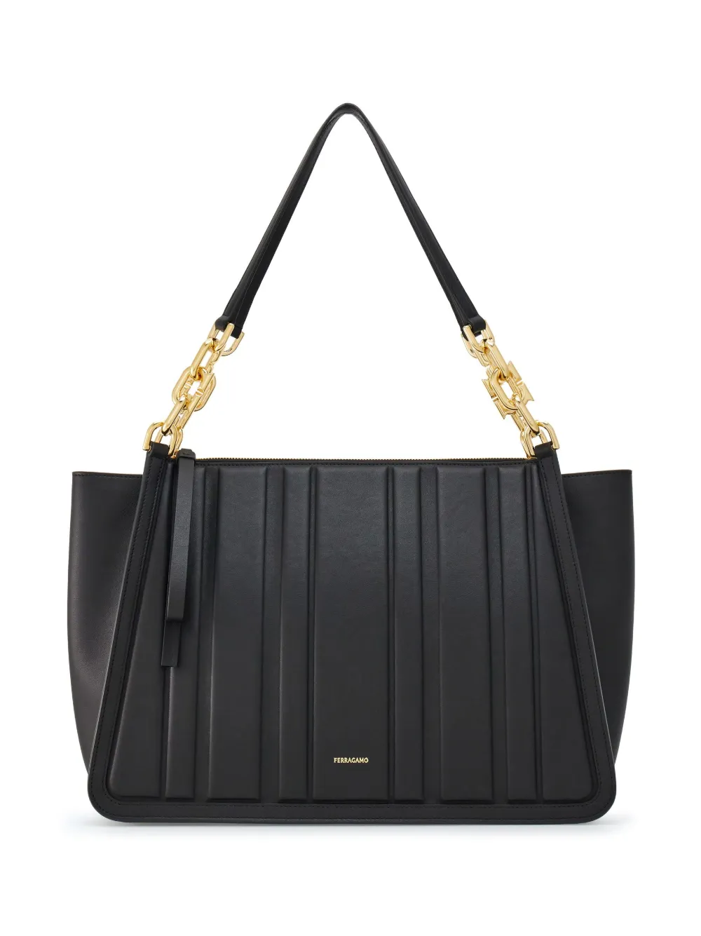 Ferragamo Panelled-design Leather Tote Bag In Black