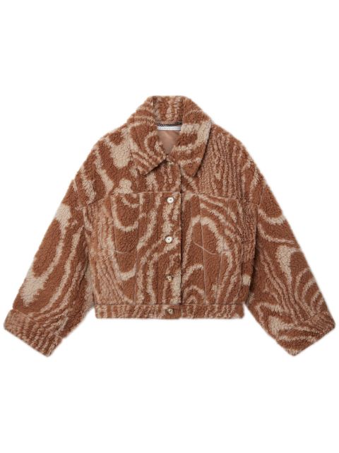 Stella McCartney woodgrain-print shearling jacket Women