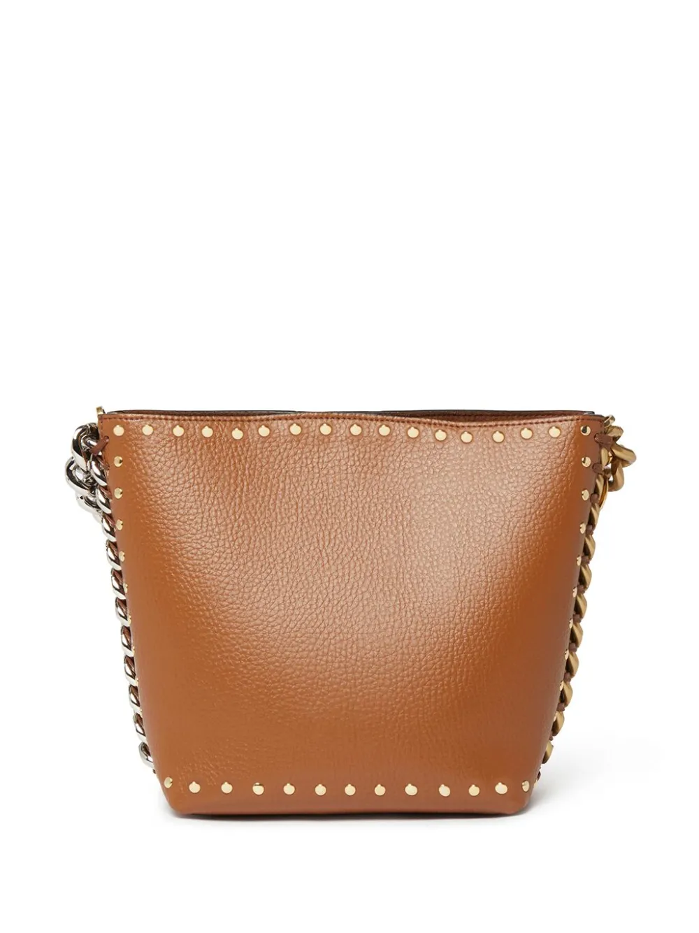 Shop Stella Mccartney Frayme Studded Bucket Bag In Brown