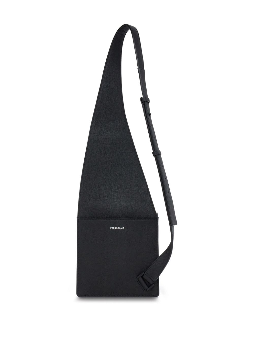 Shop Ferragamo Asymmetric Faux-leather Messenger Bag In Black