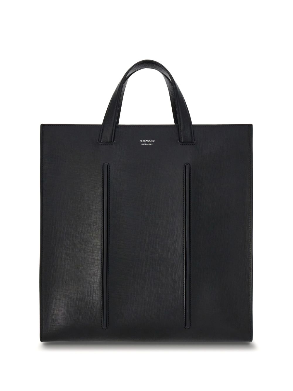 Ferragamo Logo-print Leather Tote Bag In Black