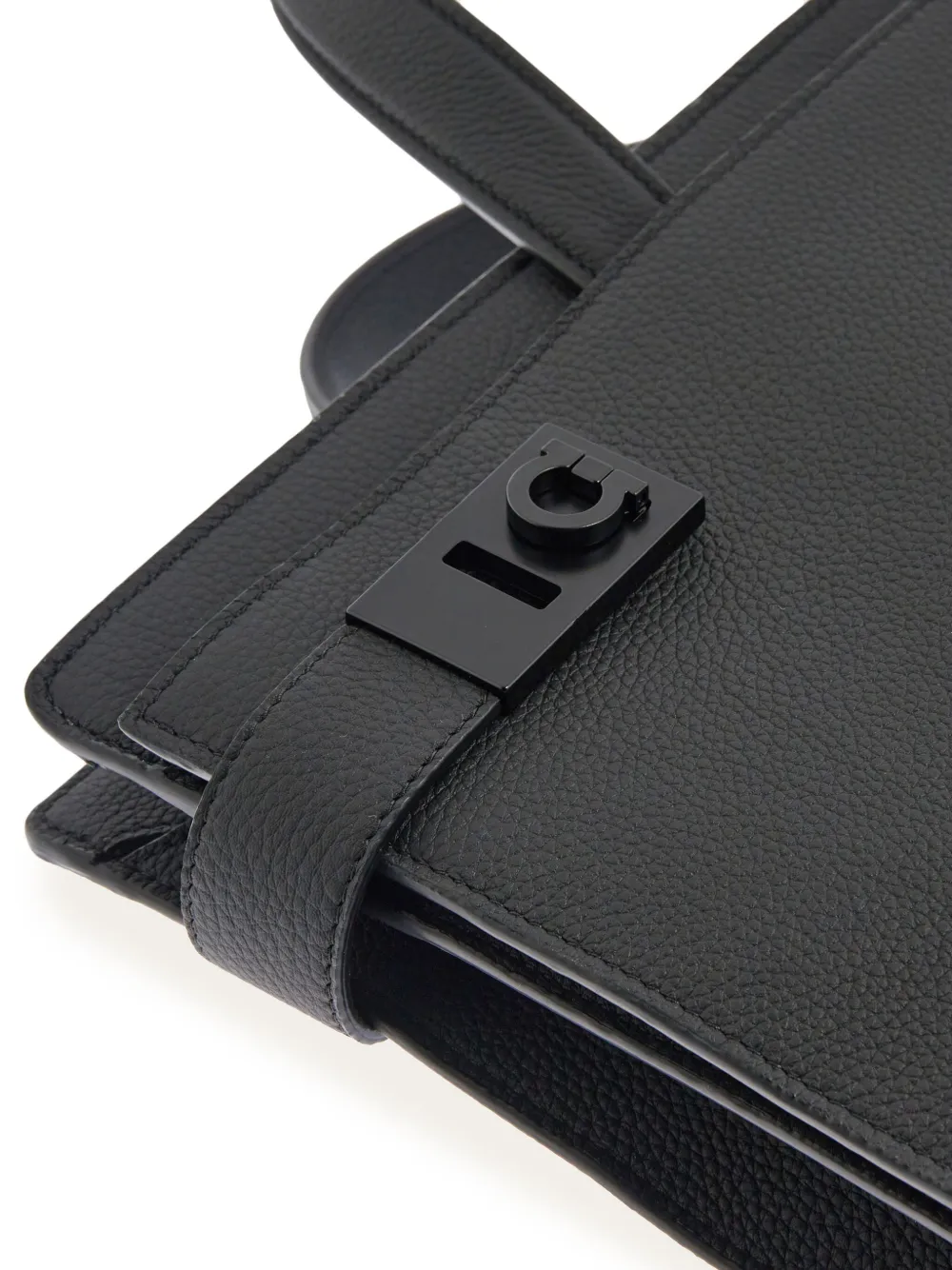 Ferragamo Medium Gancini Buckle Leather Briefcase In Black