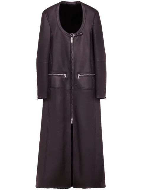 Courrèges scoop-neck panelled leather coat