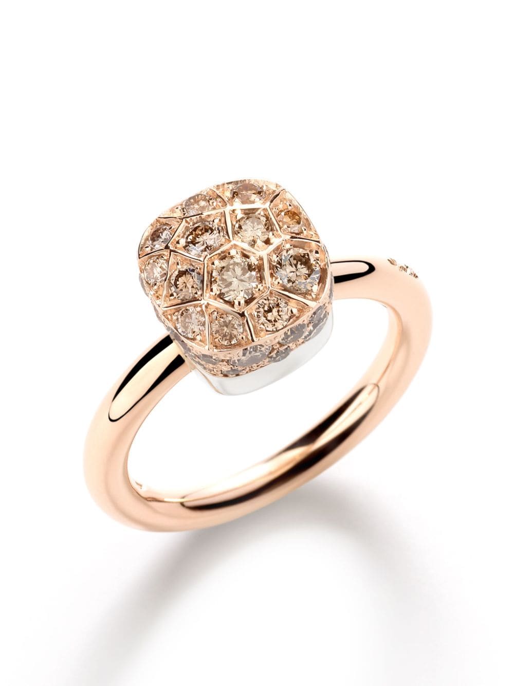 Shop Pomellato 18kt Rose Gold Brown Diamond Nudo Ring In Rosa