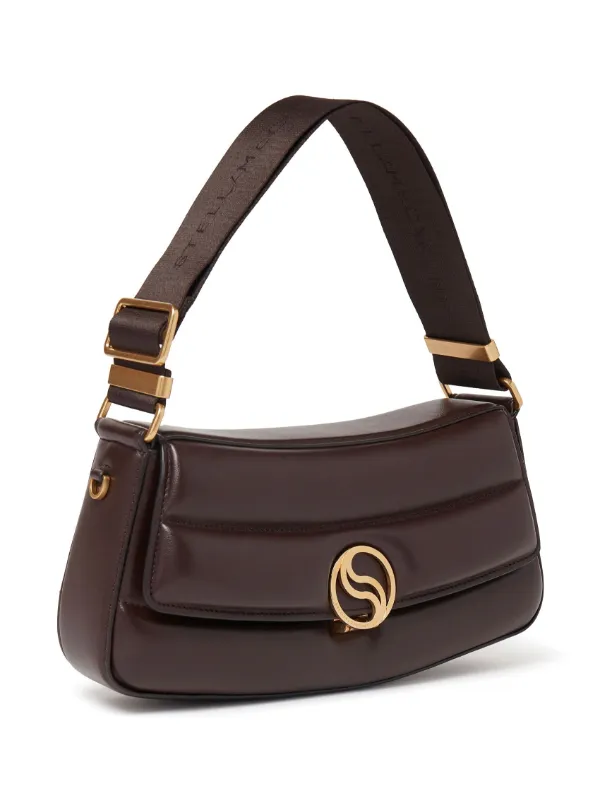 洗練【Stella McCartney】S-Wave パッド入りショルダーバッグ Women ブラック S-Wave パッド ツイード ショルダーバッグ