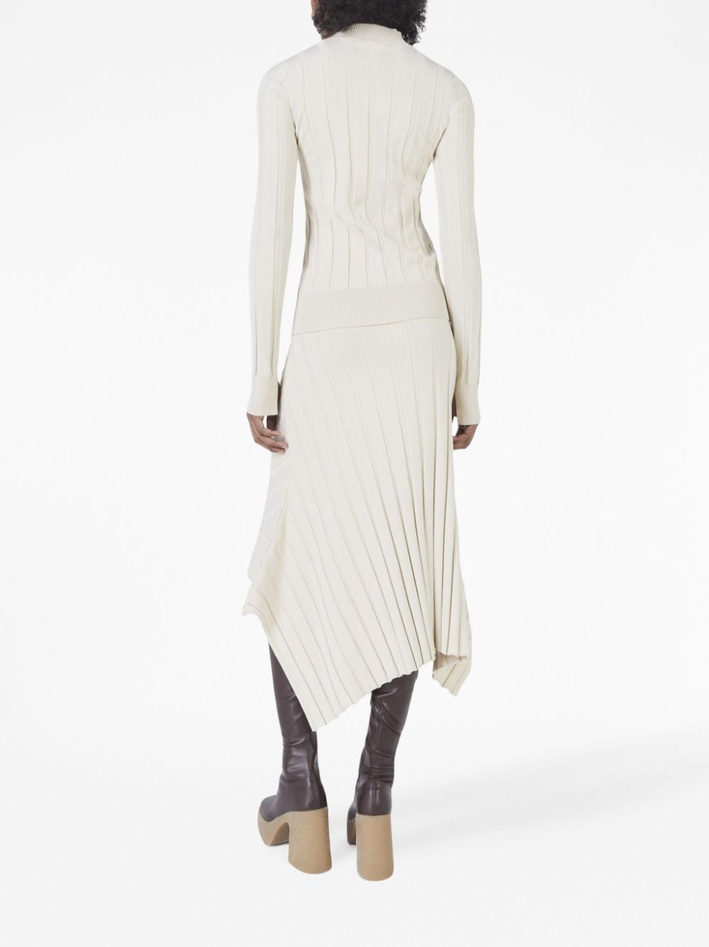 Shop Stella Mccartney Asymmetric Knitted Midi Skirt In Neutrals