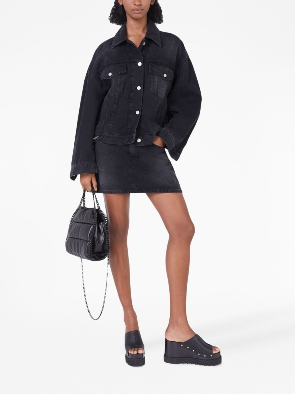 Stella McCartney Falabella denim mini skirt - Zwart