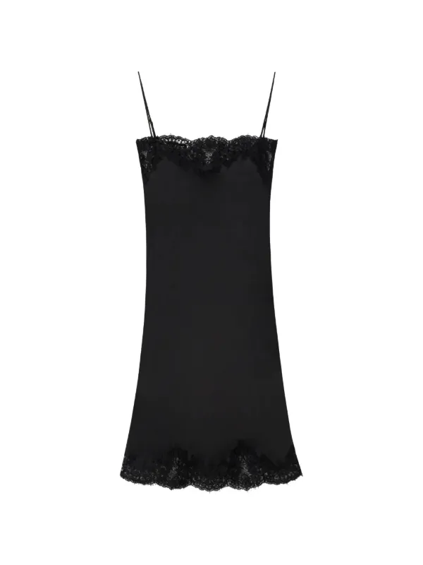 Stella McCartney Sleeveless Lace Satin Midi Dress in Black