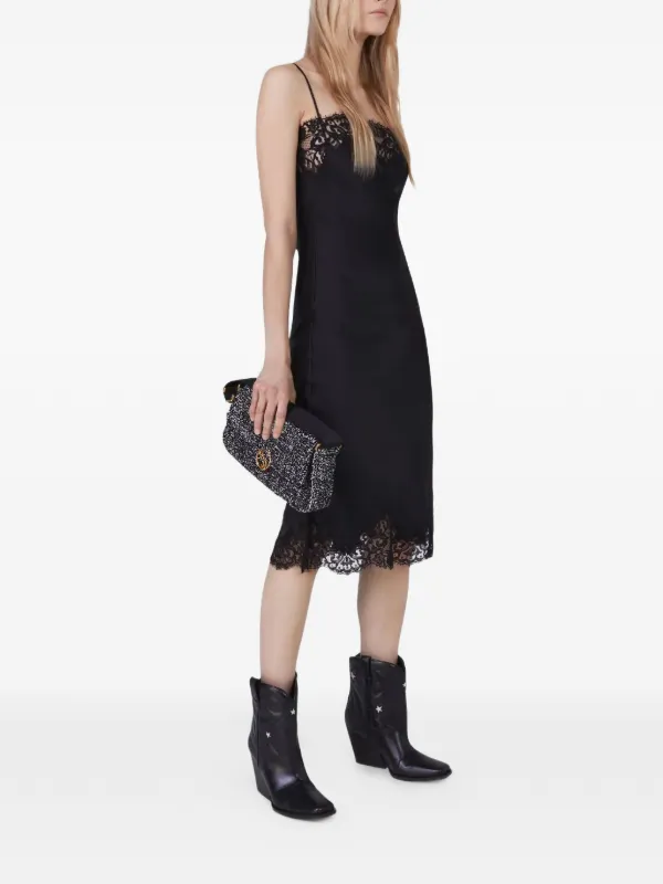 Stella McCartney Guipere lace-trim Midi Dress | Black | FARFETCH