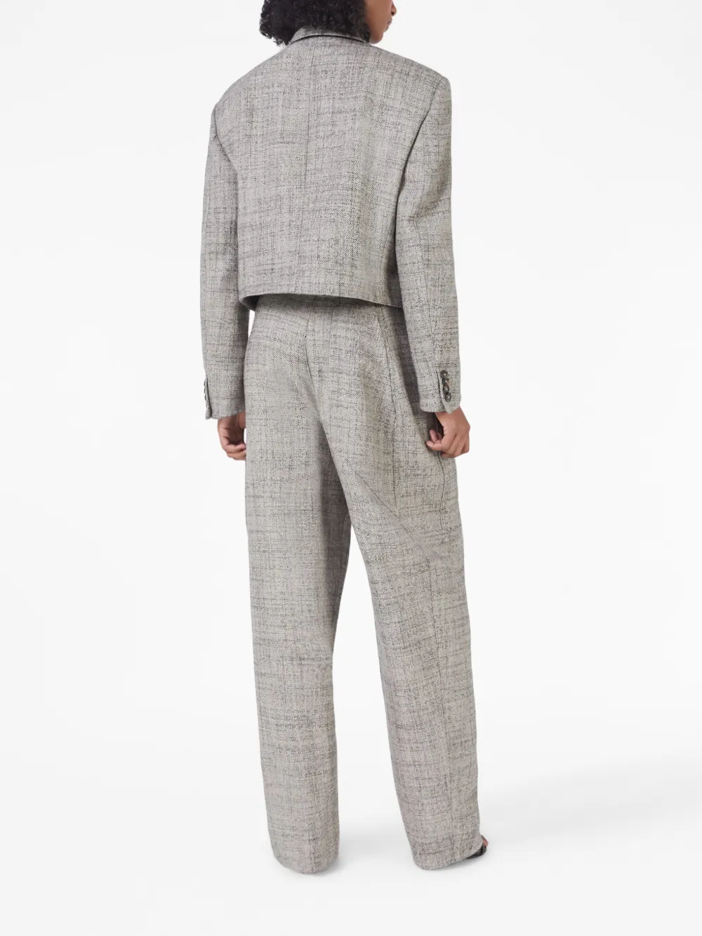Stella Mccartney Cropped Boxy Double-breasted Blazer In Grey