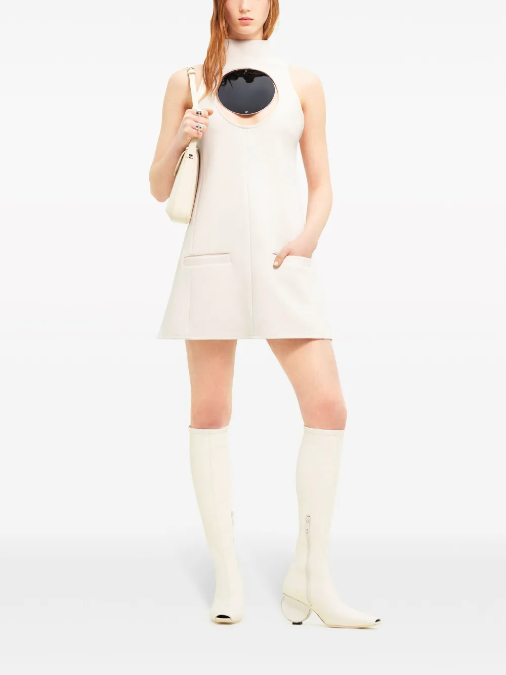 Courrèges Uitgesneden mini-jurk - Beige