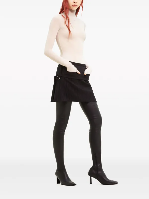 Courrèges Pinstriped Virgin Wool Mini Skirt | Black | FARFETCH