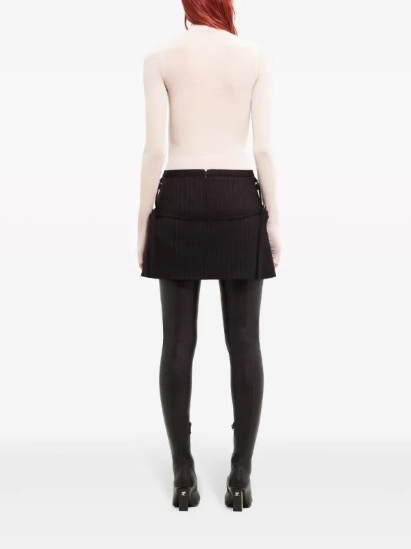 Courrèges Pinstriped Virgin Wool Mini Skirt | Black | FARFETCH