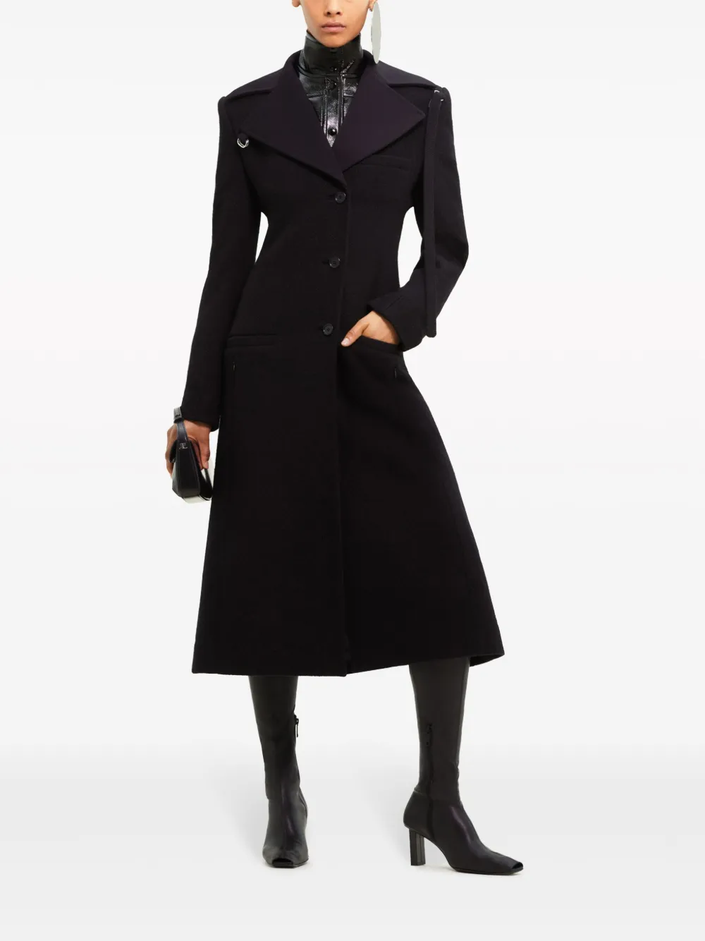 Shop Courrèges Heritage Button-up Trench Coat In Black