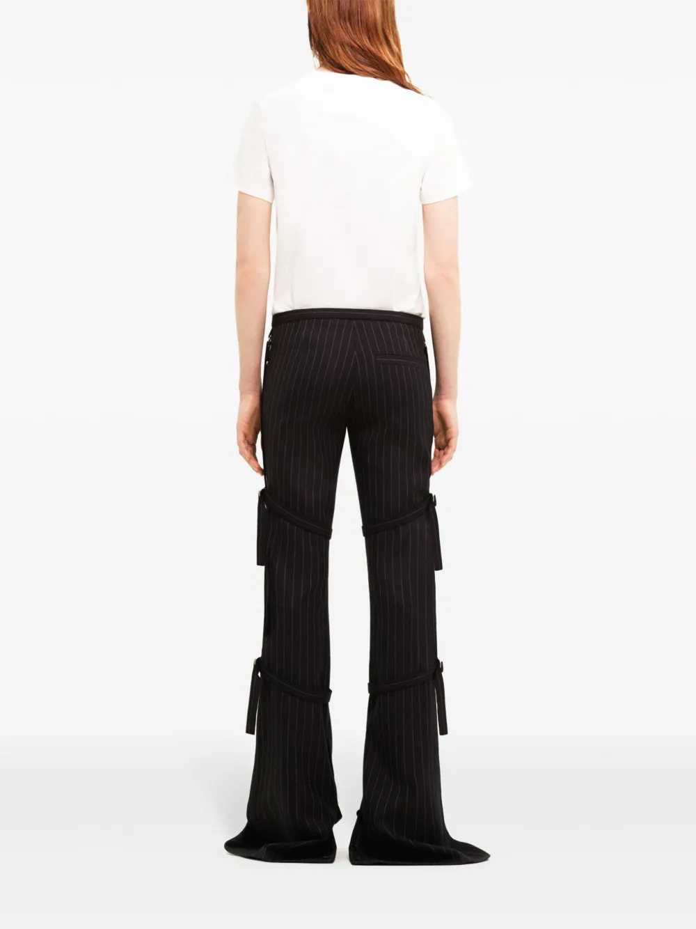 Courrèges Long-length Buckle-detail Straight-leg Trousers In Black