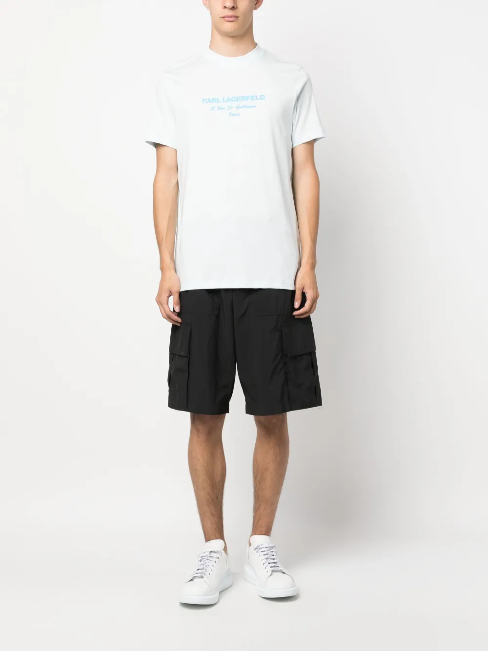 Karl Lagerfeld logo-print cotton T-shirt - Blauw