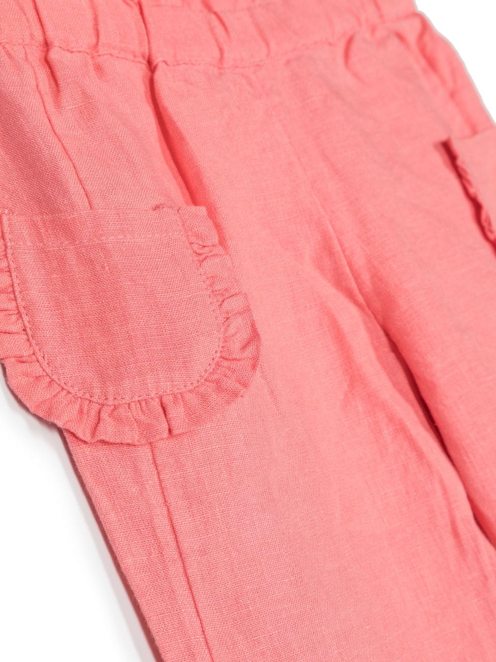 Shop Tartine Et Chocolat Ruffled-detailing Linen Trousers In Pink
