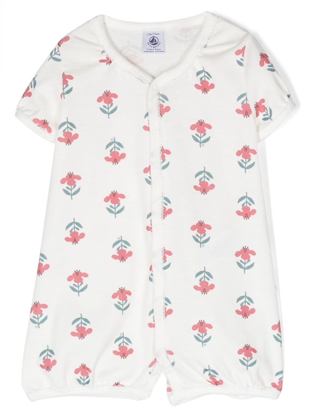 Petit Bateau floral-print short-sleeved romper - Wit