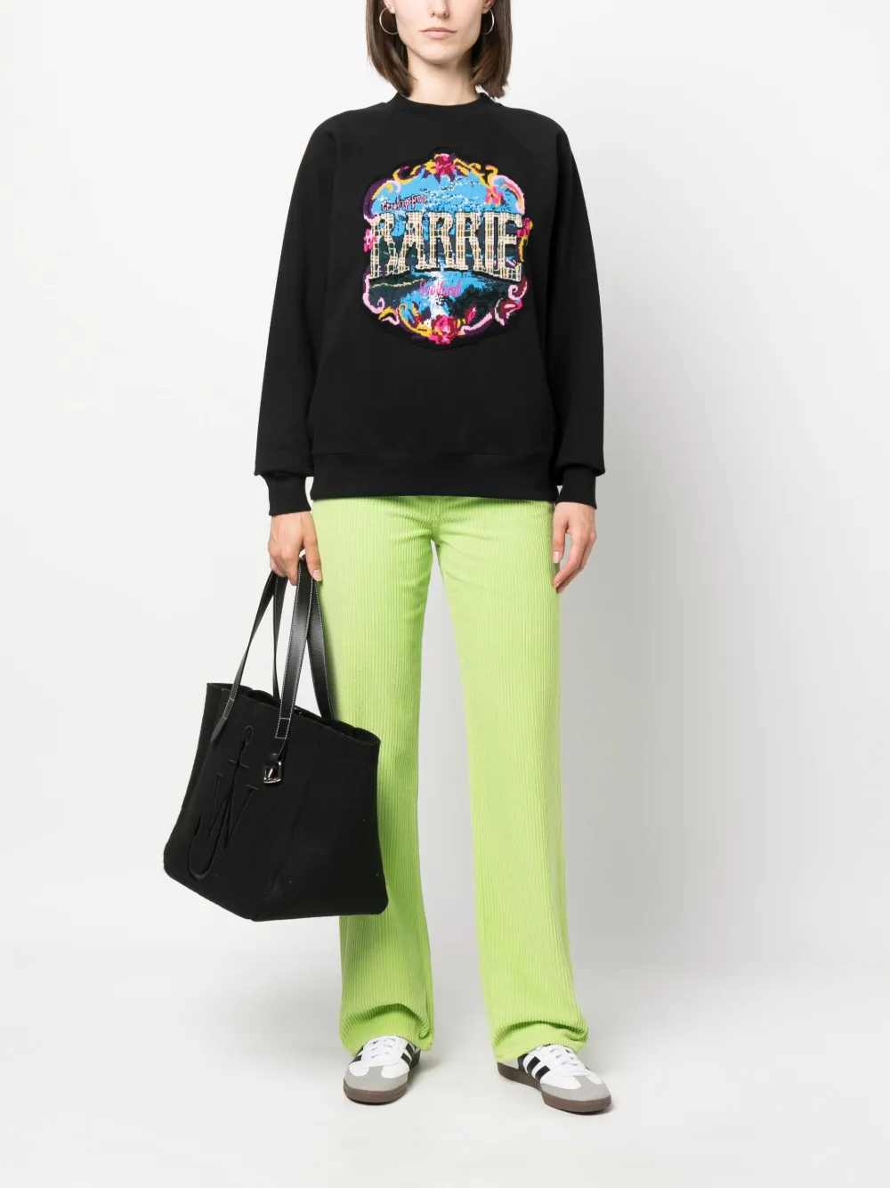 Barrie patterned-intarsia cotton sweatshirt - Zwart