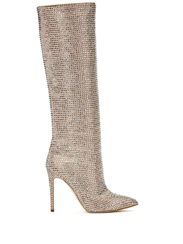 Paris Texas Holly Crystal-embellished Knee-high Boots in Neutrals