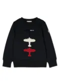 Moncler Enfant logo-embroidered crew-neck sweatshirt - Blue