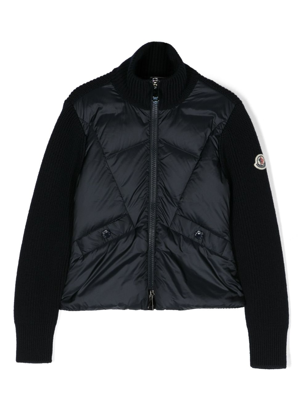 Moncler Enfant logo-patch wool padded jacket - Blue