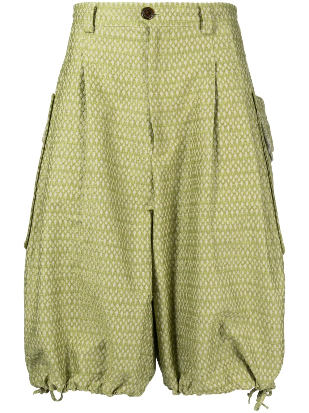 Kiko Kostadinov Jacquard Knee-length Bermuda Shorts In Green