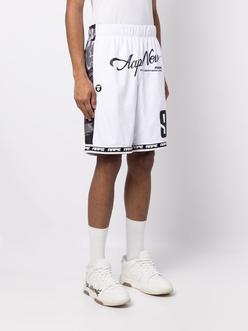 Shop Aape By A Bathing Ape Logo-print Track Shorts In White
