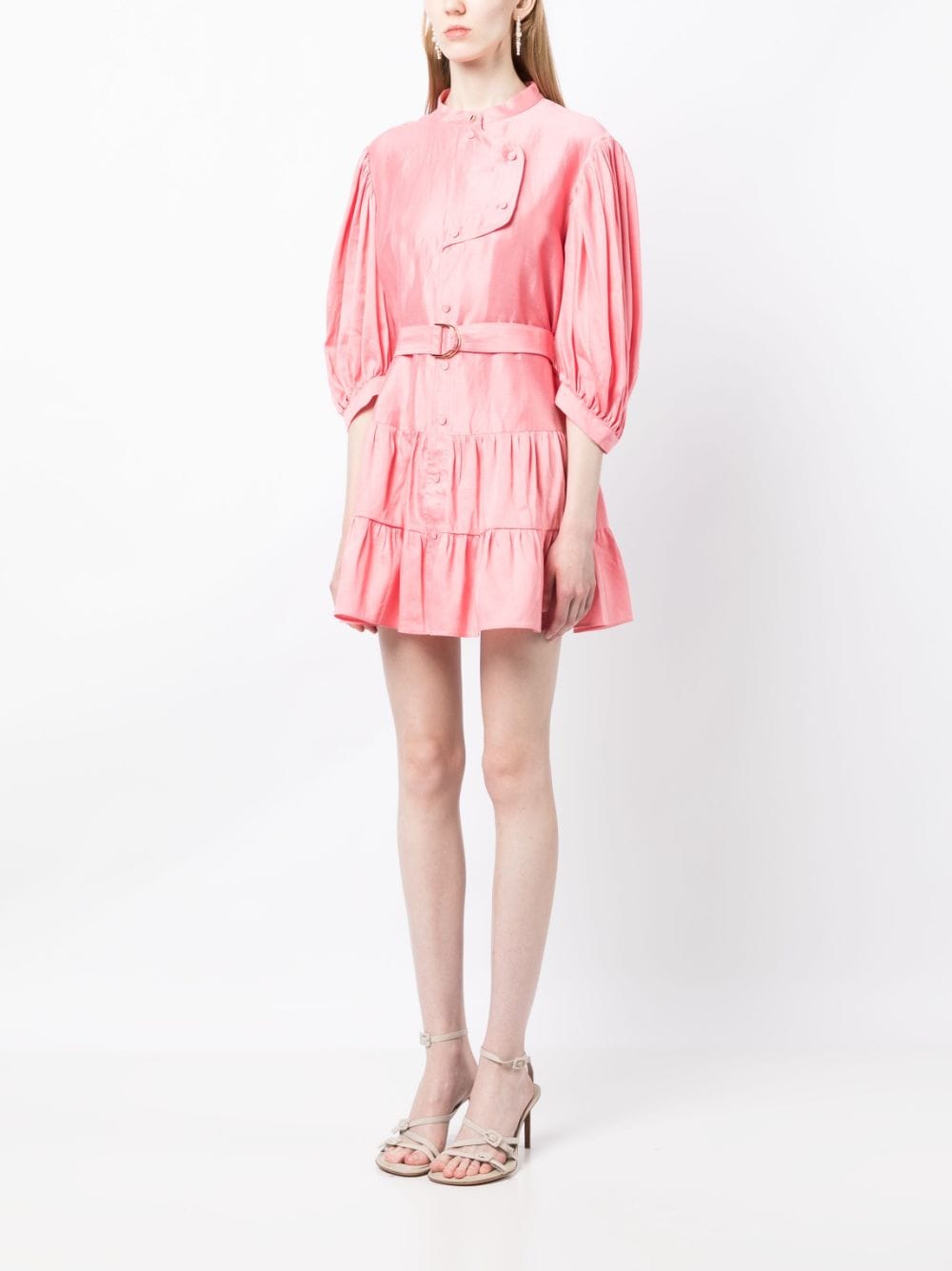 Shop Acler Hundon Belted Shirt Minidress In Pink