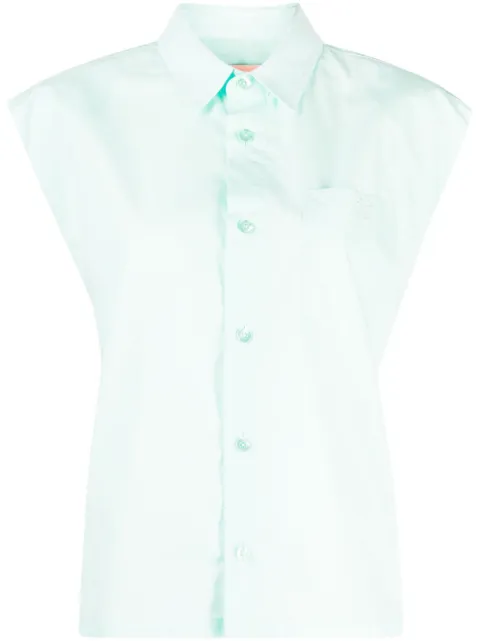 cap-sleeves cotton-blend shirt