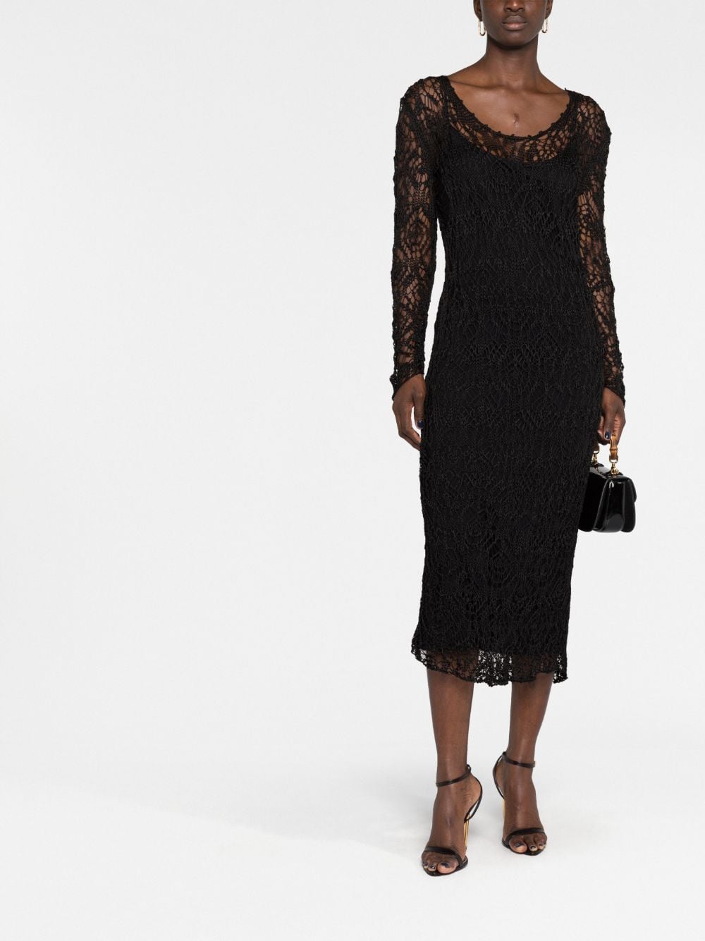 Shop Tom Ford Lace-patterned Pencil Dress In Black