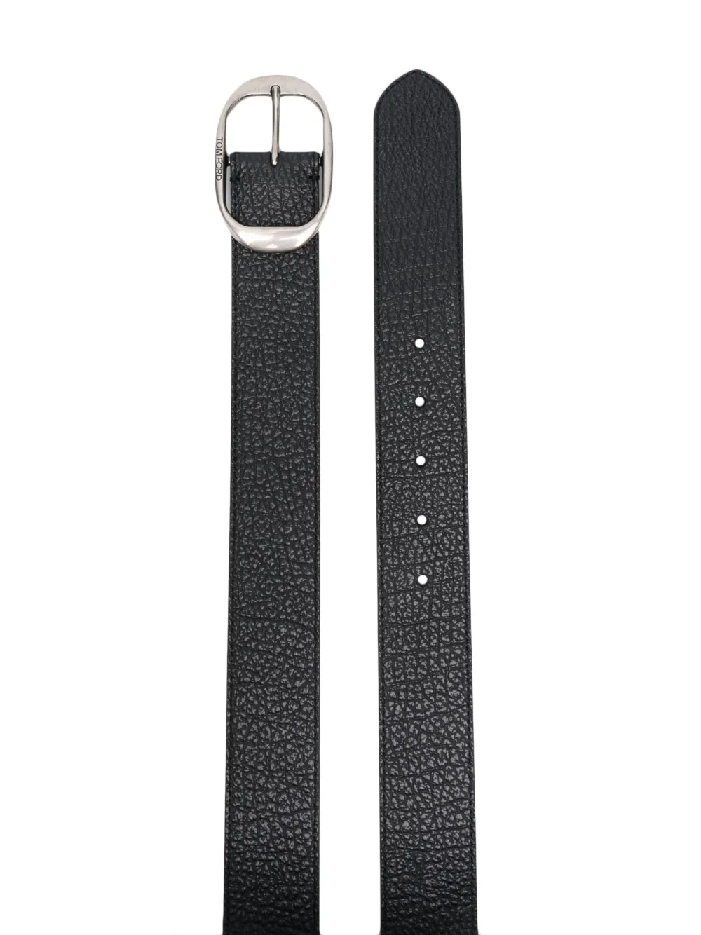 TOM FORD Oval-buckle leather belt - Zwart