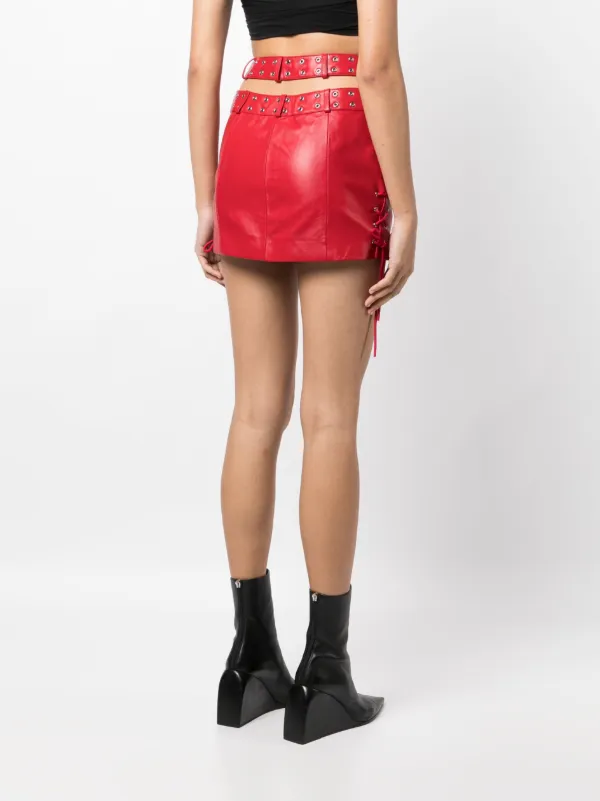Monse Belted criss cross Leather mini skirt Red FARFETCH CA