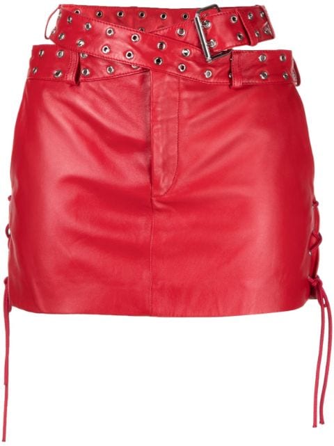 Monse belted criss-cross leather mini-skirt