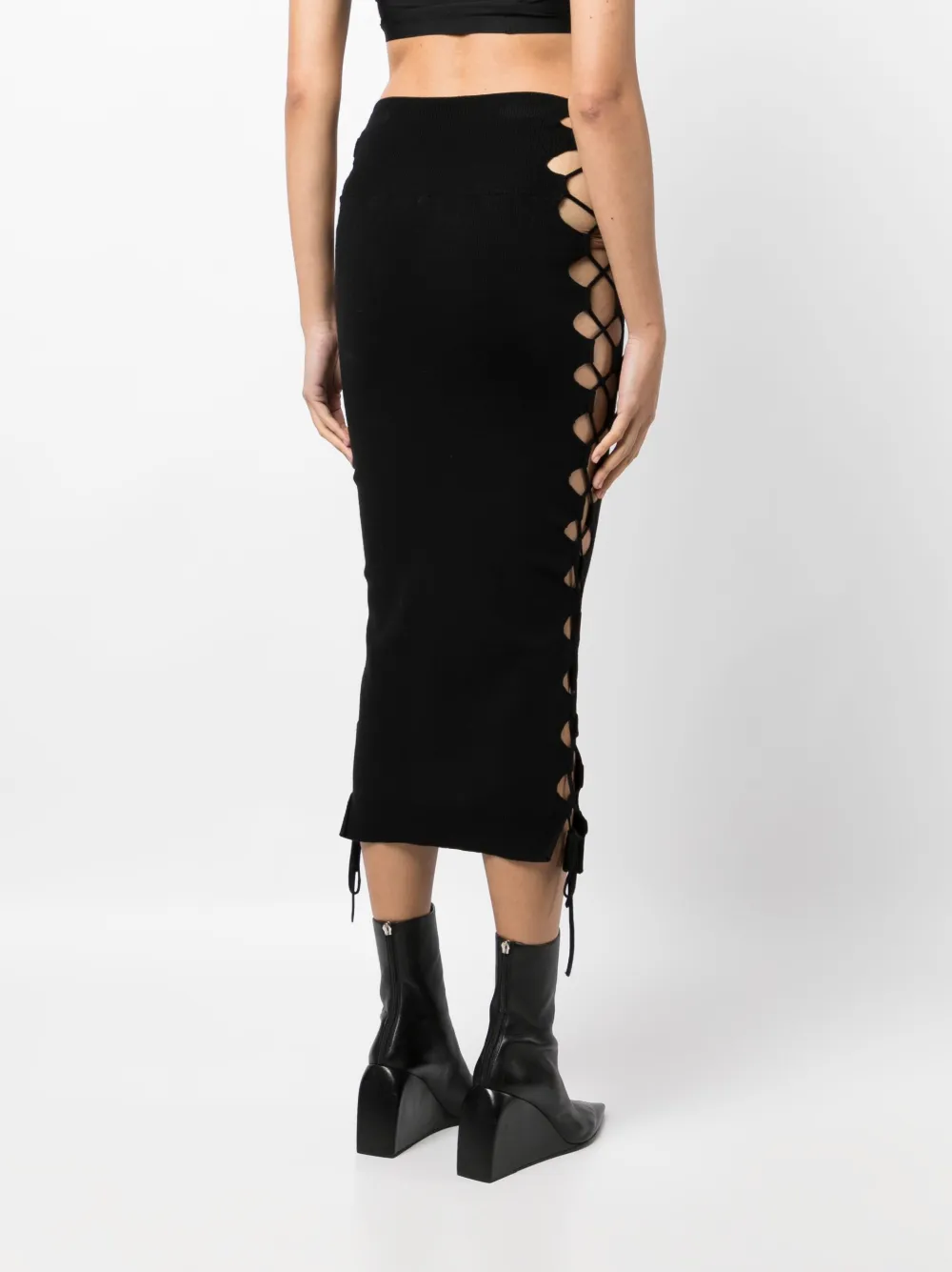 Monse lace-up Detailed Knitted Skirt | Black | FARFETCH GE