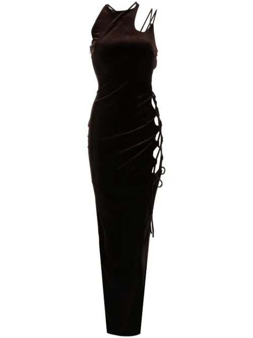 Robe longue en velours à détail de laçage - Monse - Modalova