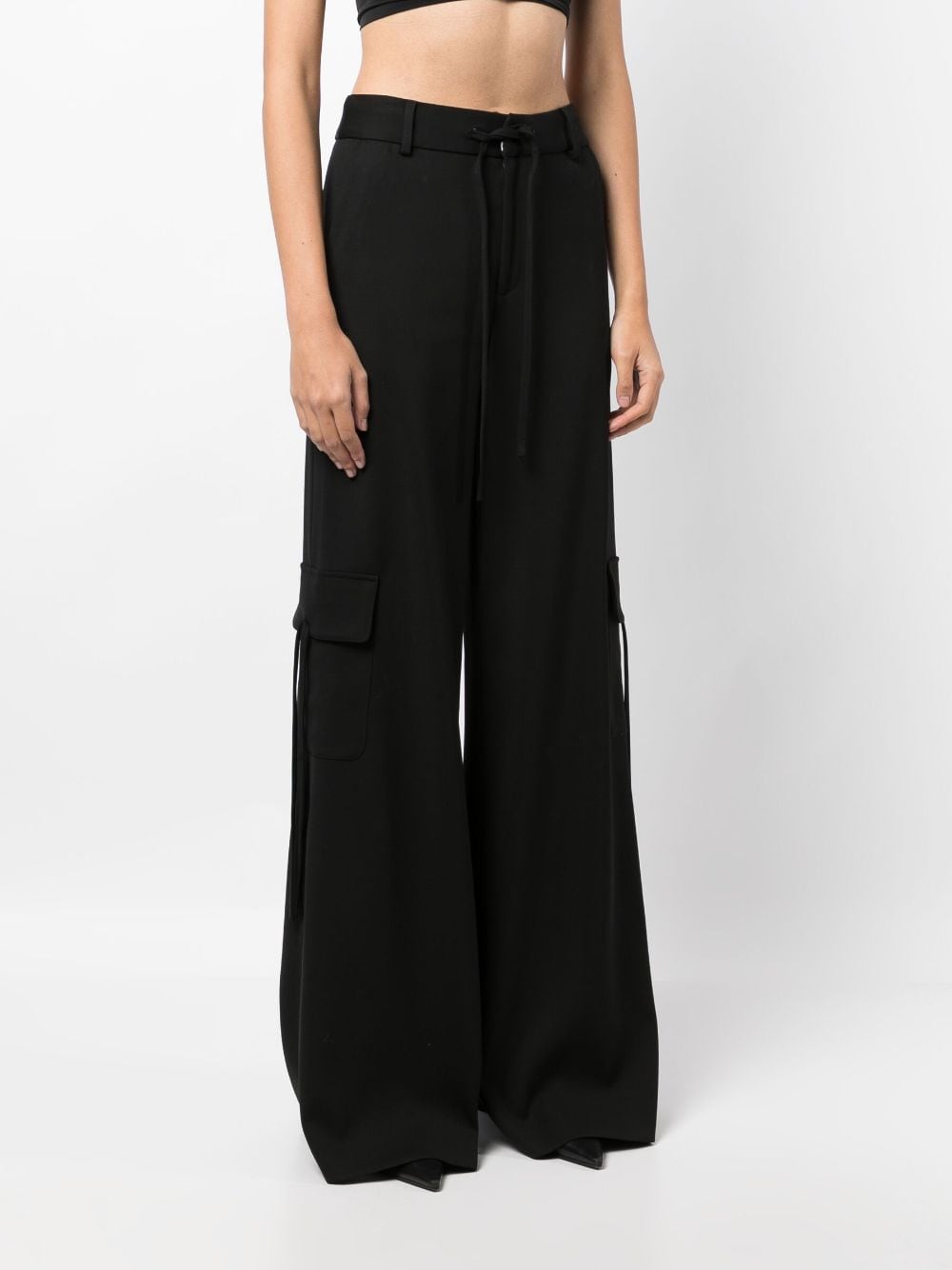 Shop Monse High-waist Side-slit Cargo Trousers In Black