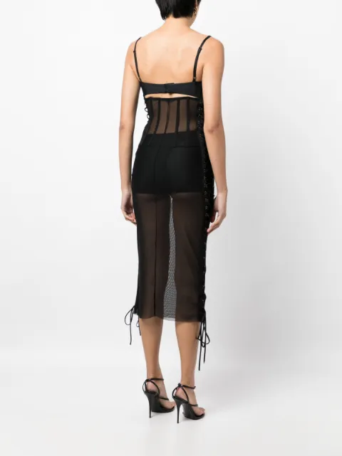 Monse lace-up detail mesh midi dress MF230230SSM - 3