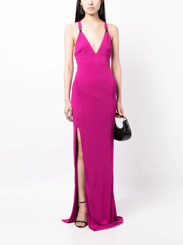 slim fit dress slacks Tom Ford Draped Jersey Deep V-Neck Rose Gold Midi Dress  AccessXPrive