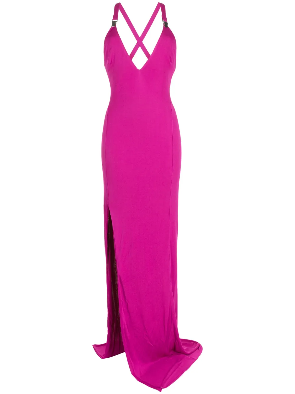 Tom Ford V-neck Side-slit Maxi Dress In Pink