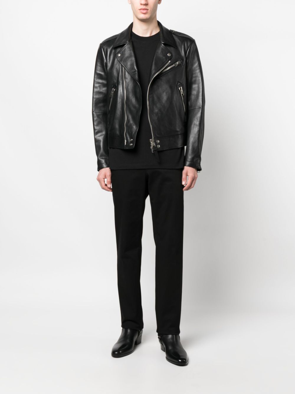Shop Tom Ford Off-centre Leather Jacket In Schwarz