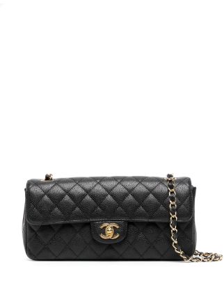 Chanel Black Caviar Leather East West Satchel Bag