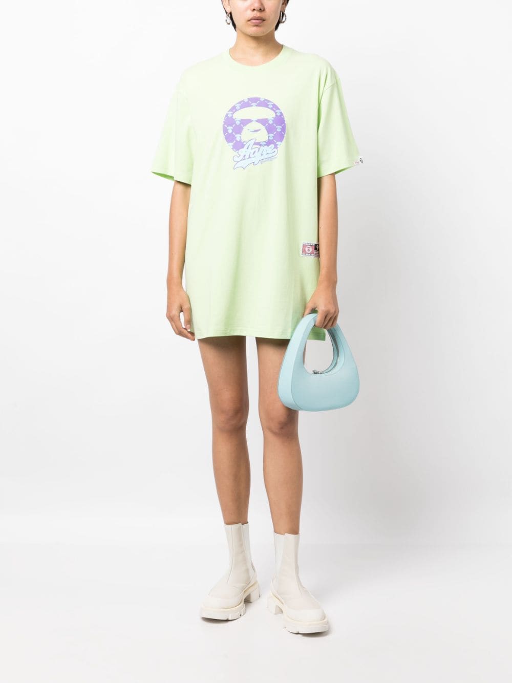 Shop Aape By A Bathing Ape Graphic-print Jersey T-shirt In Green