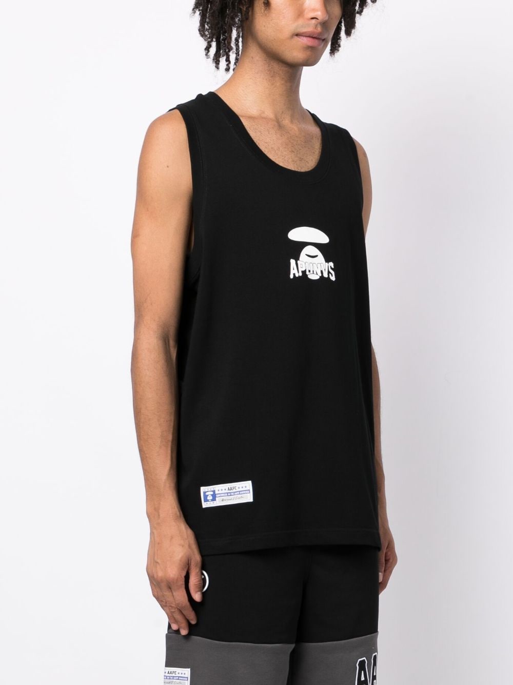 Shop Aape By A Bathing Ape Logo-print Cotton Tank Top In Black